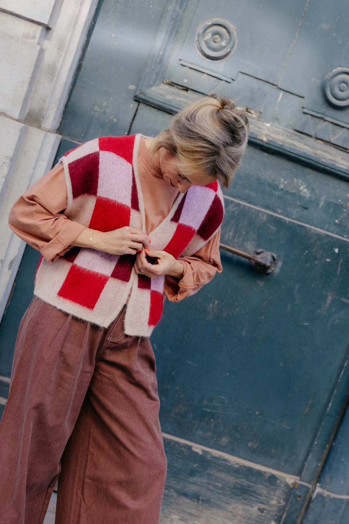 MT Gilet check - Red
