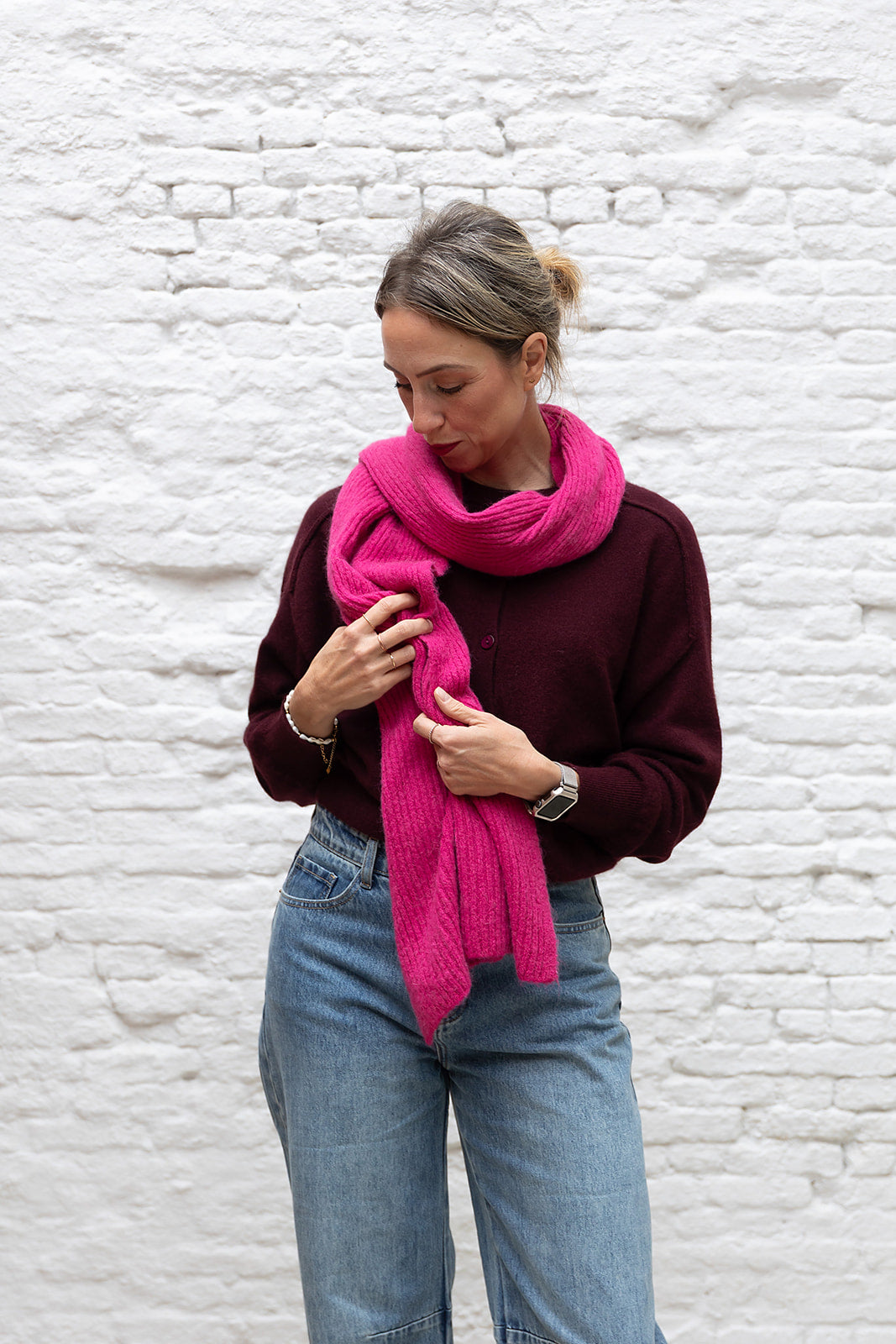 Sjaal met rib - Framboise