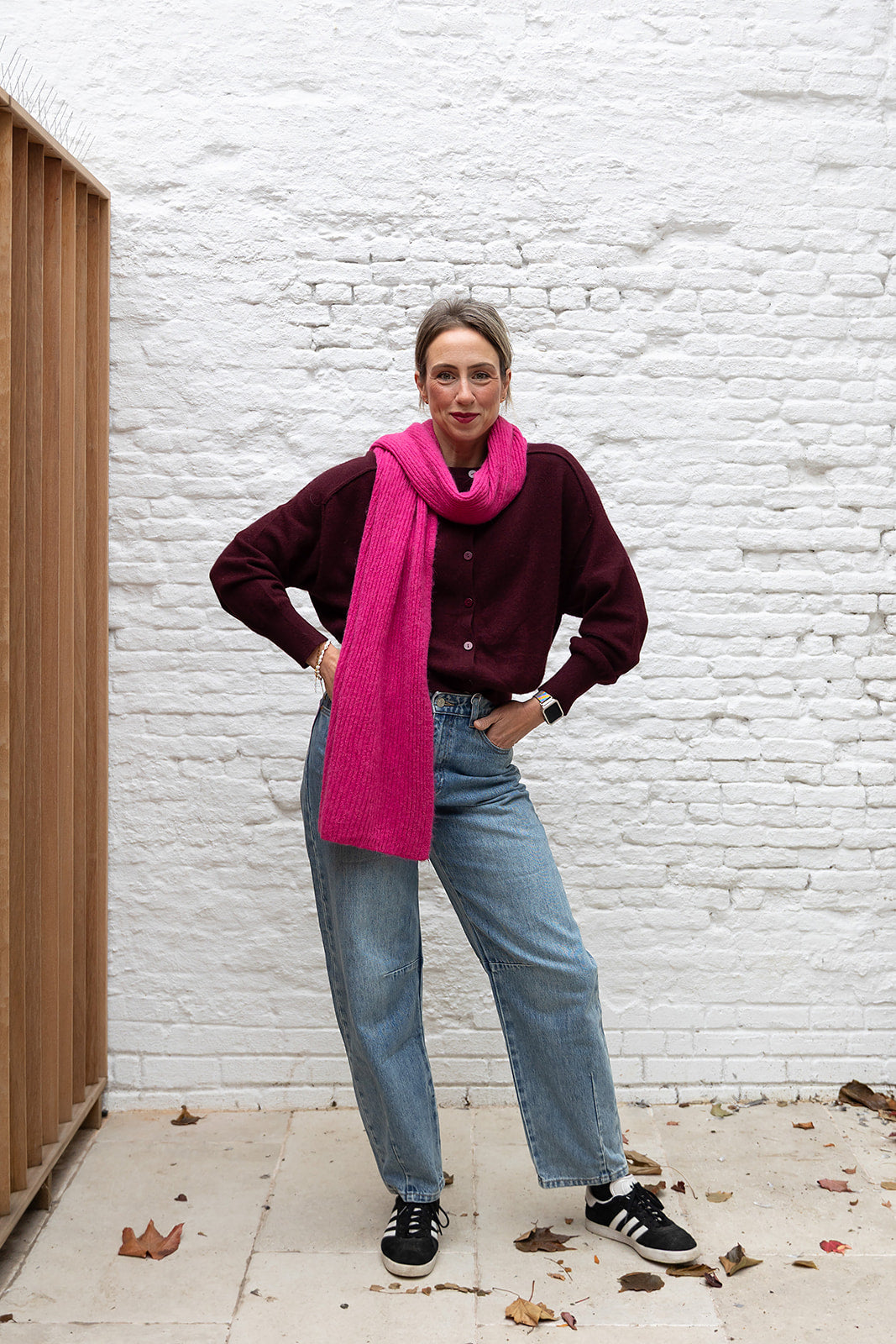 Sjaal met rib - Framboise