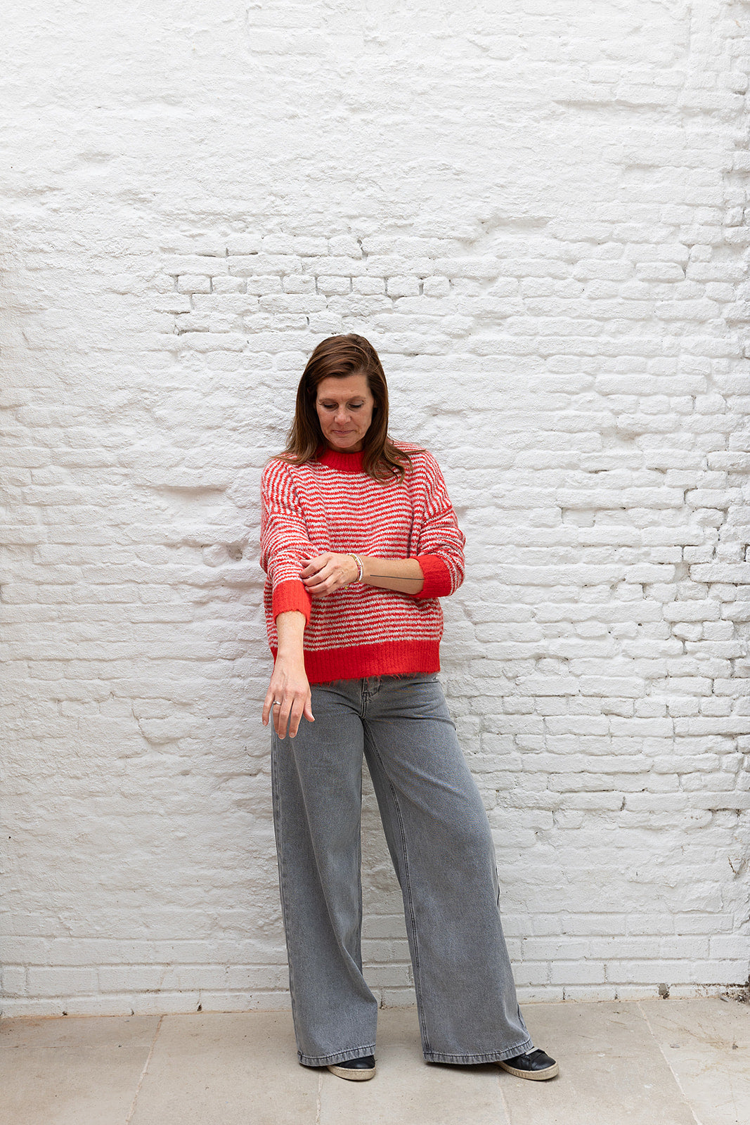 ESTHER trui - Rood/grijs