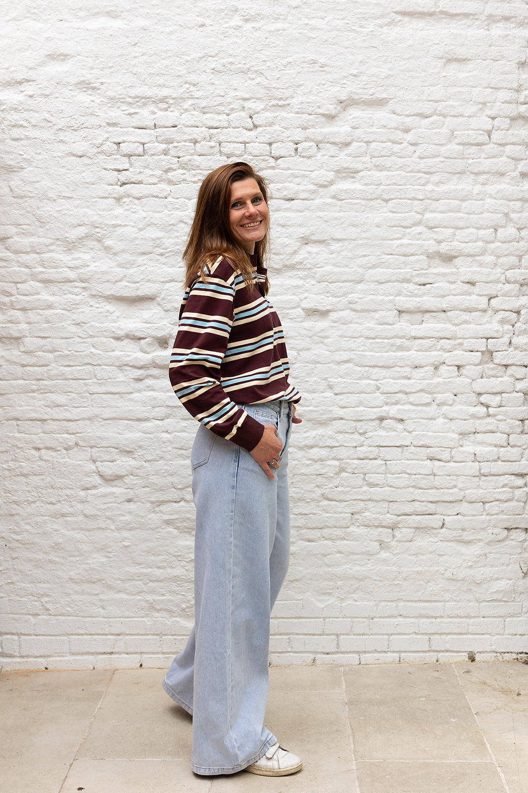 PIQUE polo - Prune stripes