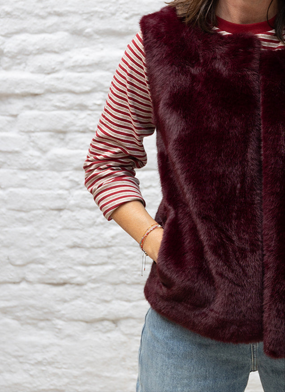 VASSILISSA - Bordeaux fur gilet