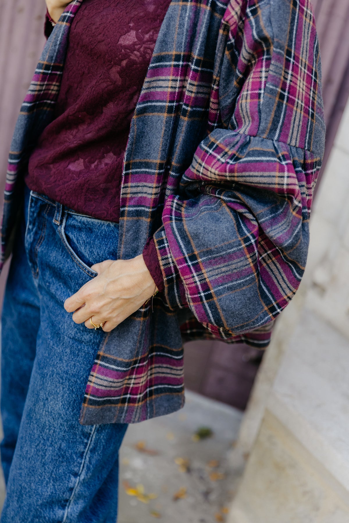 GI vest geruit - Bordeaux