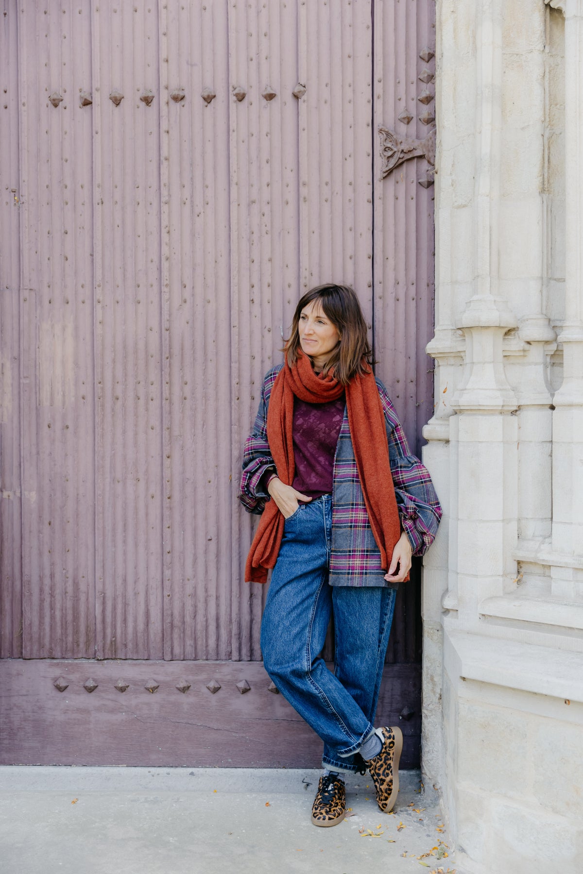 GI vest geruit - Bordeaux