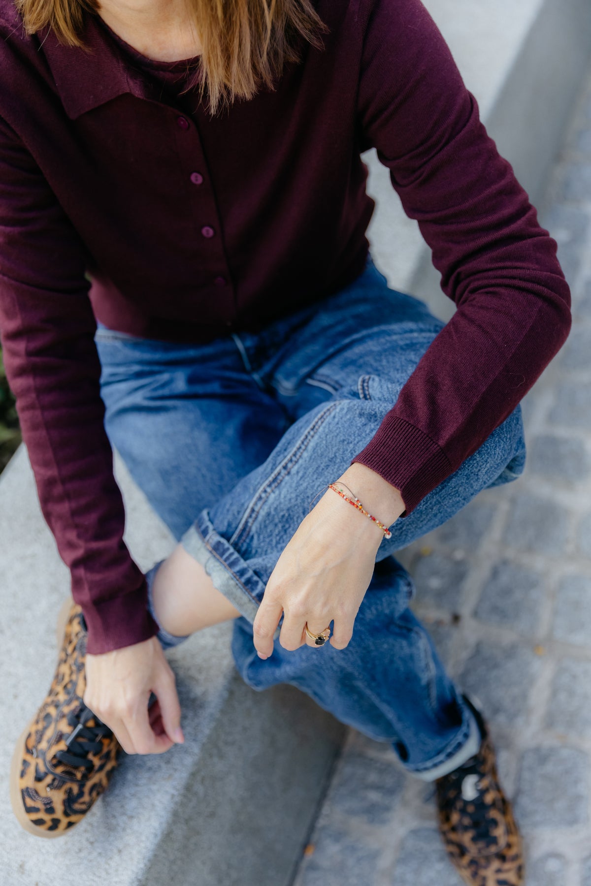 SW polo cardigan - Wine