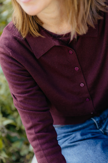 SW polo cardigan - Wine