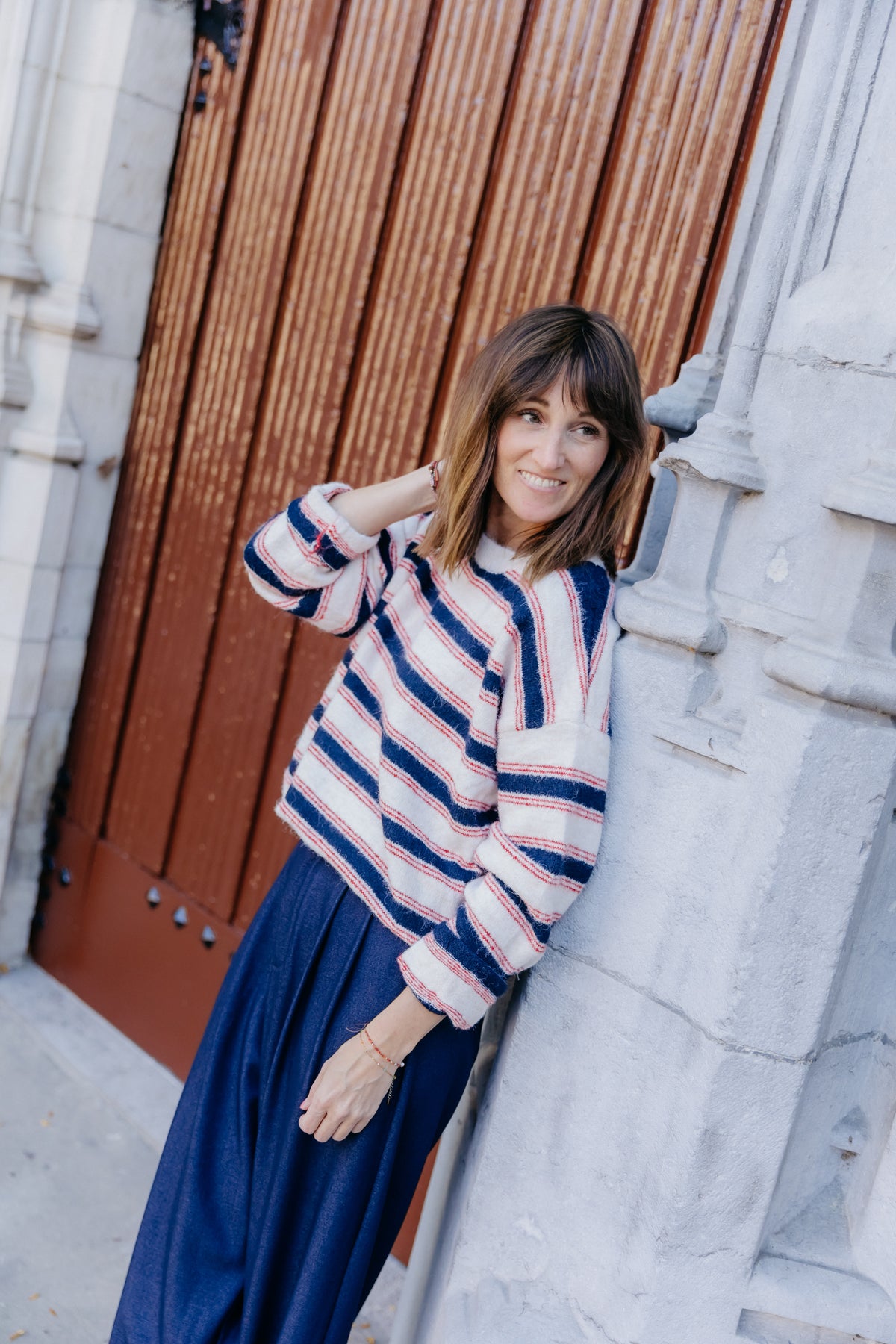 KY Belle pull - Ecru/navy/red