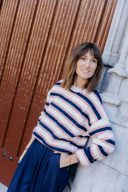 KY Belle pull - Ecru/navy/red