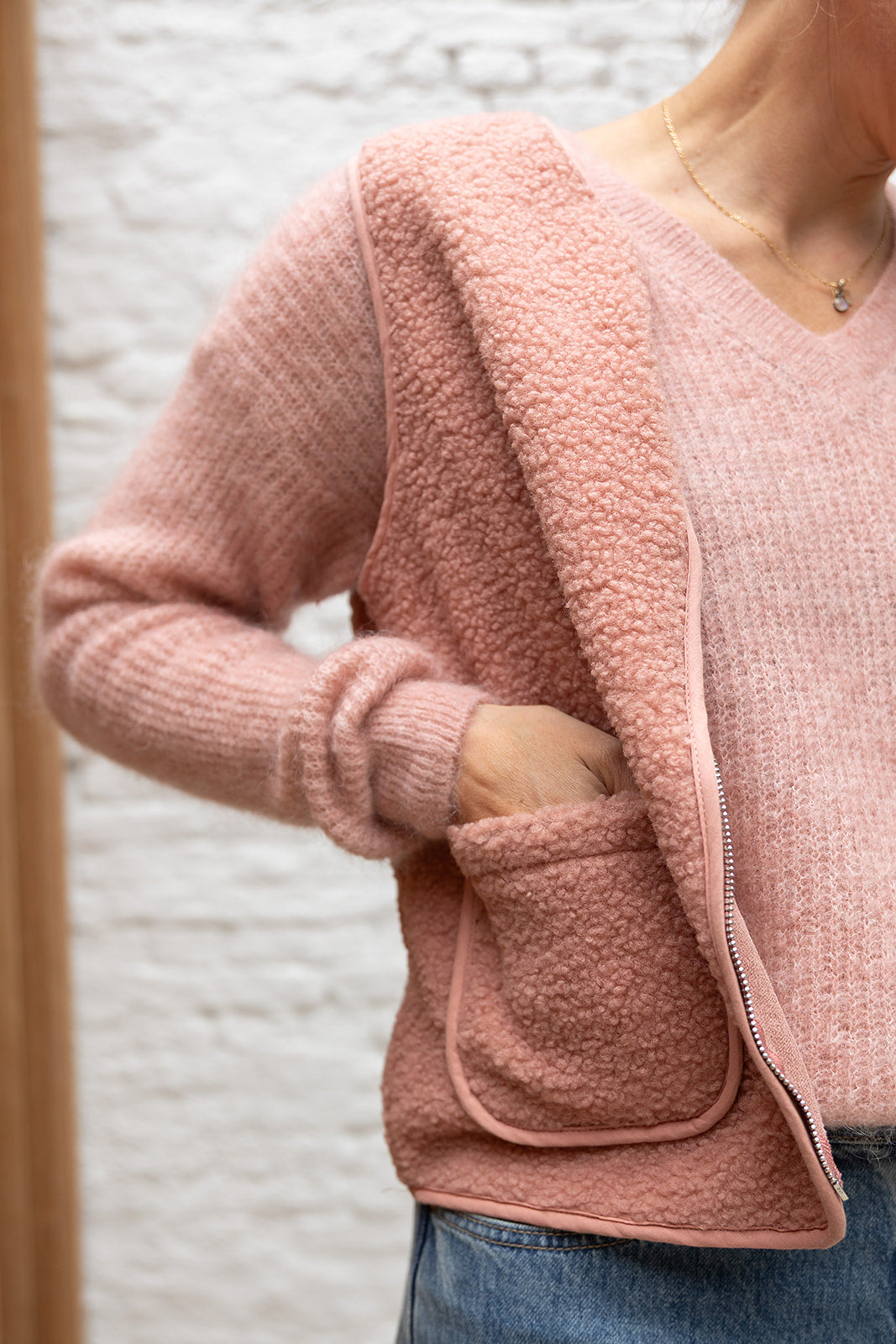 MILA Teddy gilet - Blush