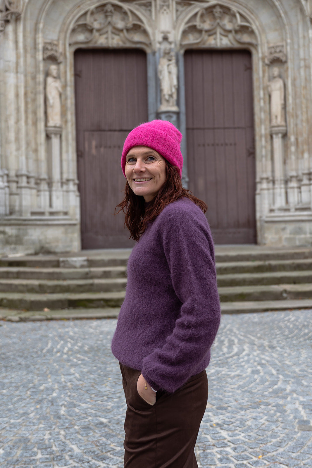 Muts met rib - Framboise