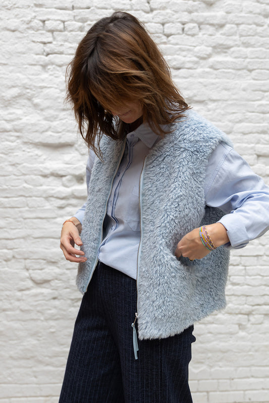 LUDMILA - Teddy gilet ciel