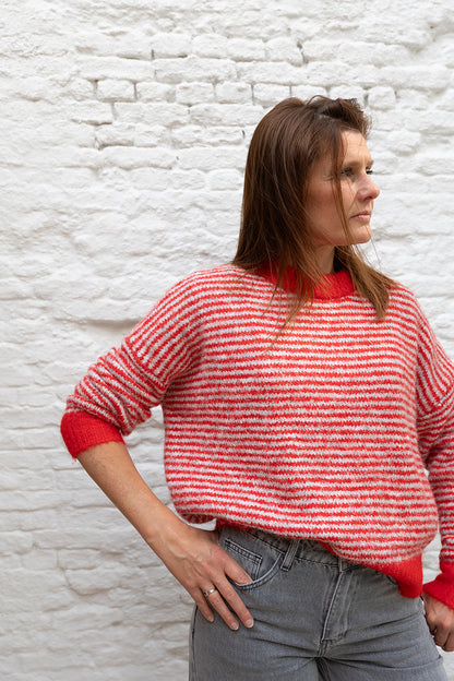 ESTHER trui - Rood/grijs