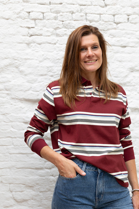 PIQUE polo - Bordeaux stripes
