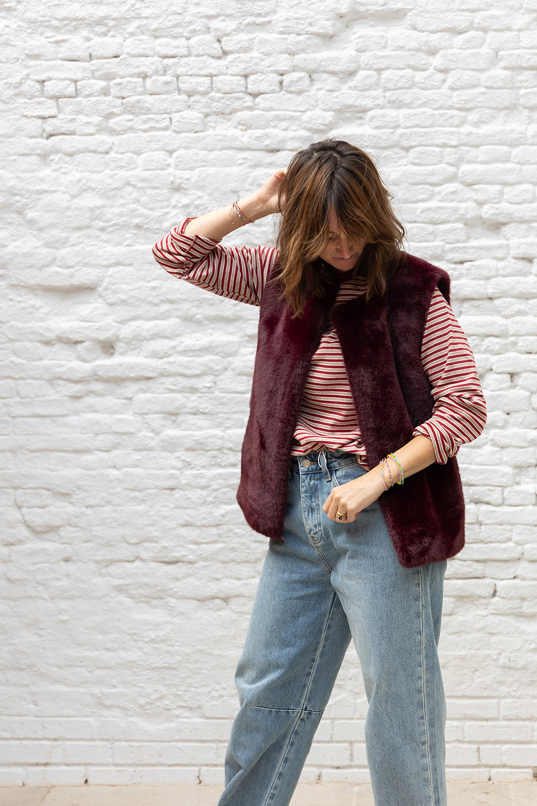 VASSILISSA - Bordeaux fur gilet