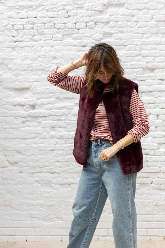 VASSILISSA - Bordeaux fur gilet