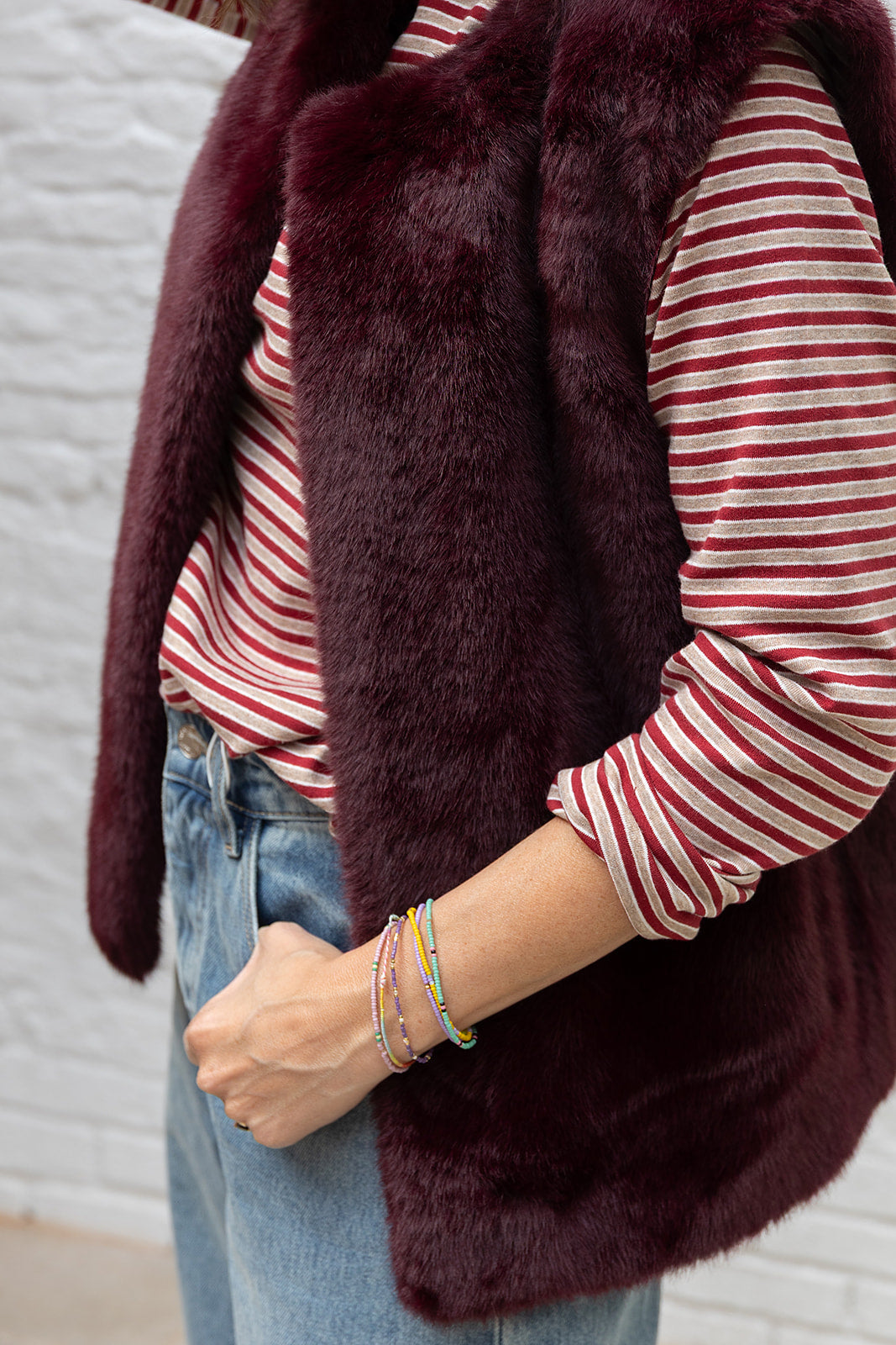 VASSILISSA - Bordeaux fur gilet