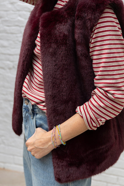 VASSILISSA - Bordeaux fur gilet