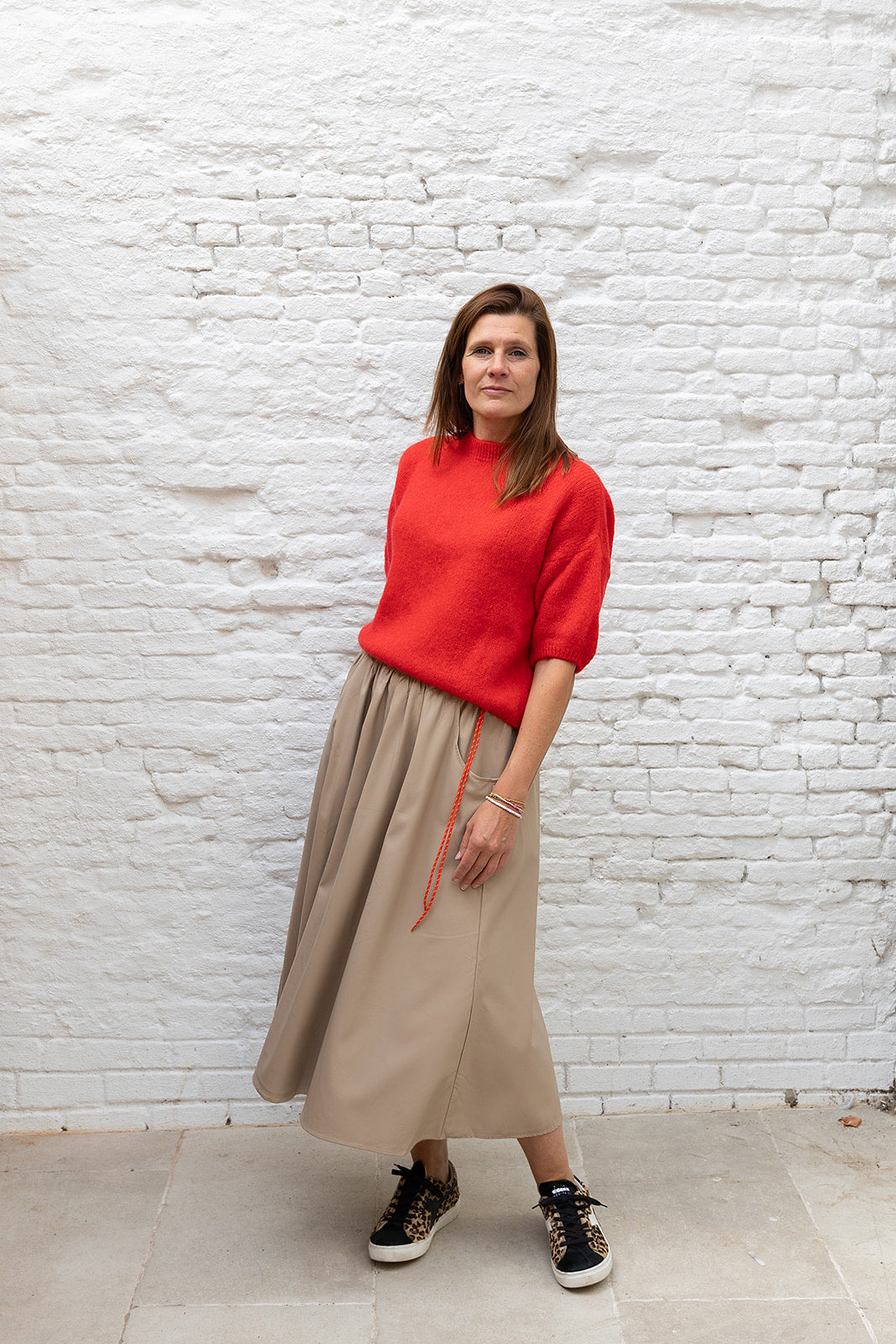 ACACIA rok - Beige fake leder