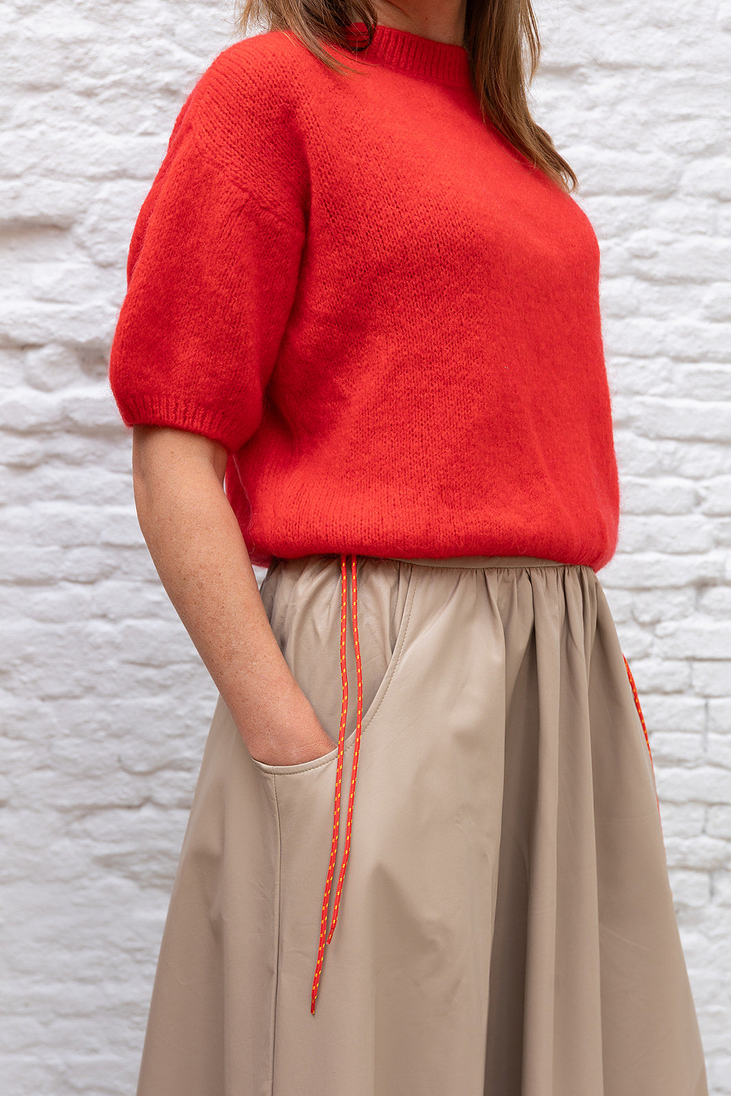 ACACIA rok - Beige fake leder