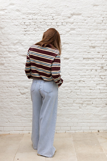PIQUE polo - Prune stripes